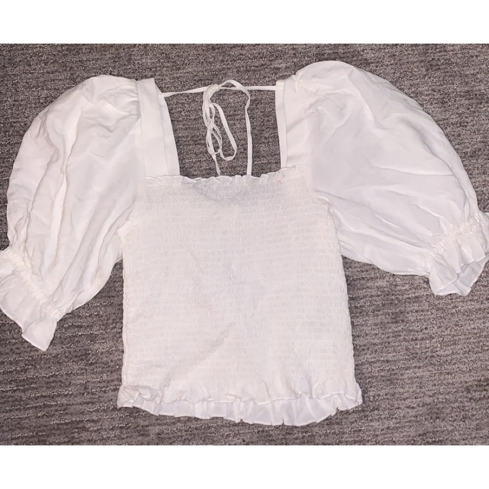 White Puff Sleeve Top